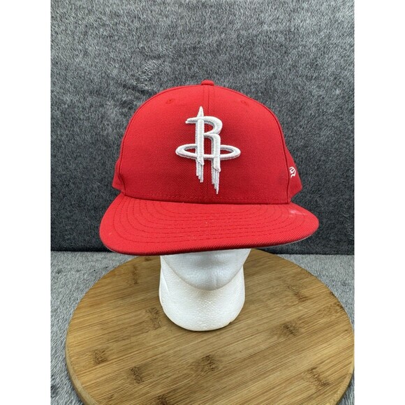 Houston Rockets Hat Cap Adult Fitted 8 1/8 Red NBA Plain Logo New Era Basketball - Picture 1 of 13